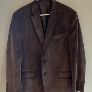 Chaps Blazer Mens 44R Brown Paisley Lined Corduroy Sport Coat Classic Preppy